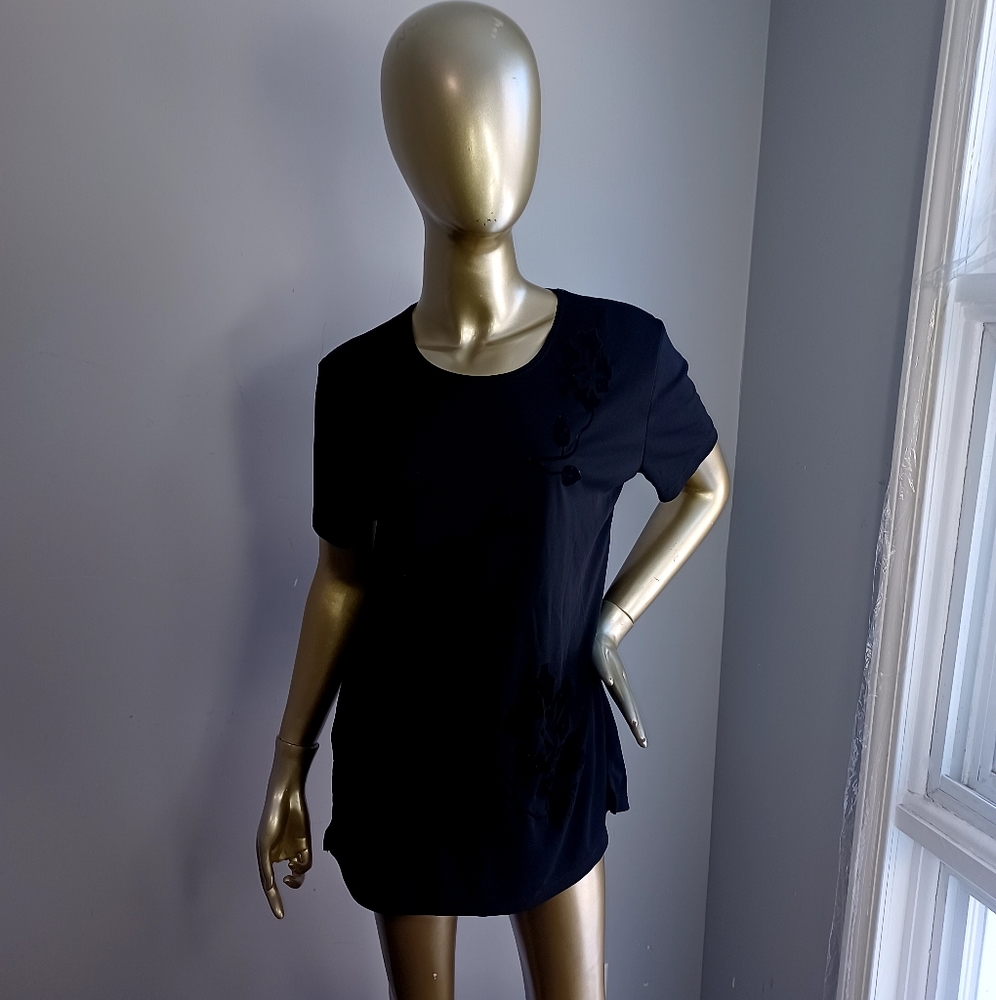 AB Studio Black Top with Valvet Details